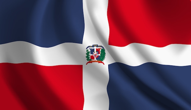 Vector waving flag of the dominican republic. waving dominican republic flag