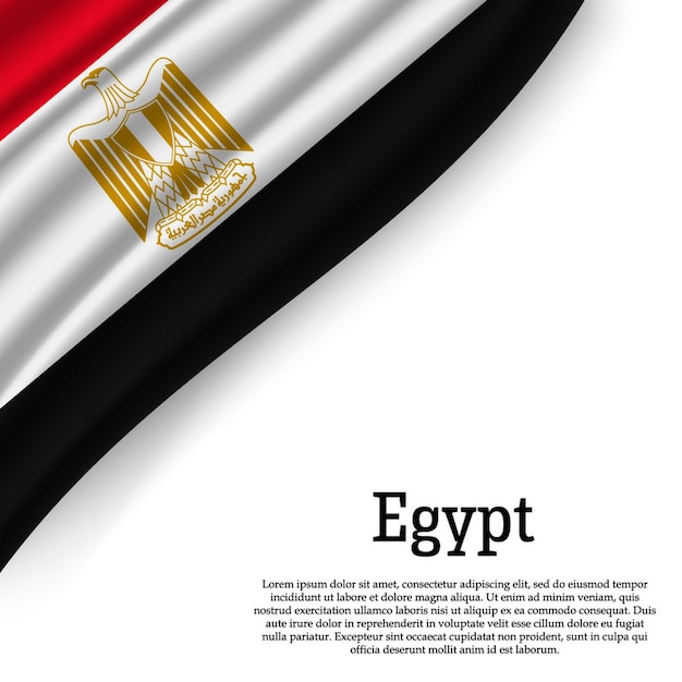 Waving flag of Egypt on white