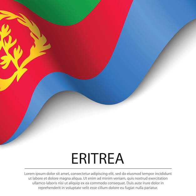 Waving flag of eritrea on white background. banner or ribbon vector template for independence day