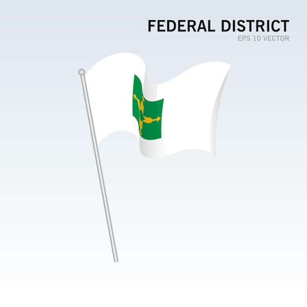 連邦直轄区の州の旗を振って、灰色の背景に分離されたブラジルの連邦直轄区
