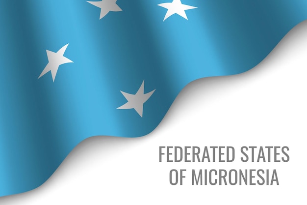 ミクロネシア連邦の旗を振る