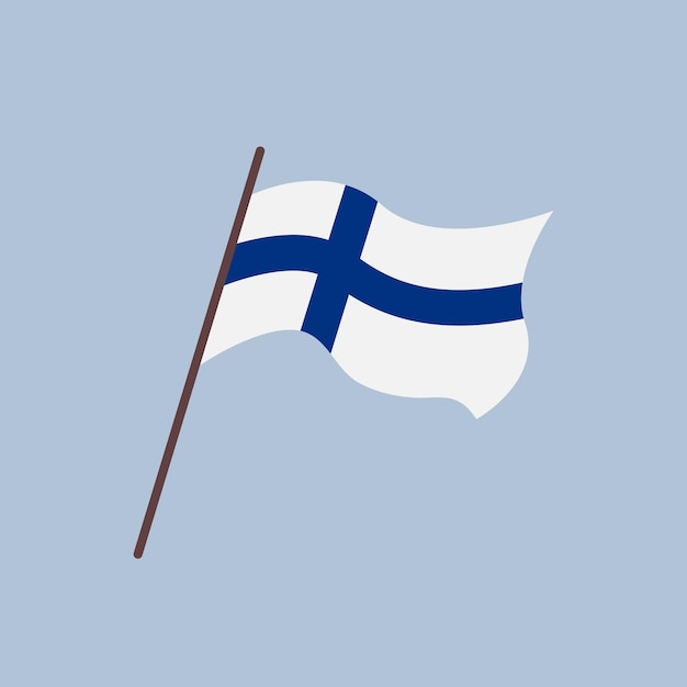 Развевающийся флаг страны Финляндия Изолированный финский флаг с синим крестом Векторная плоская иллюстрация