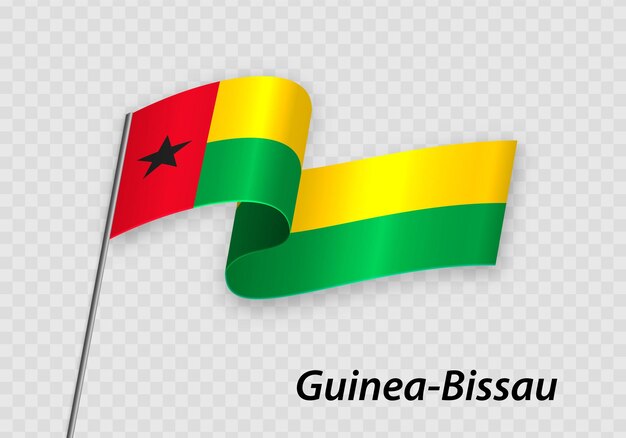 Waving flag of GuineaBissau on flagpole Template for independence day