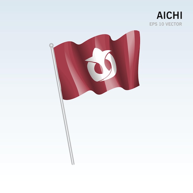 Waving flag of Hiroshima prefectures of Japan isolated on gray background