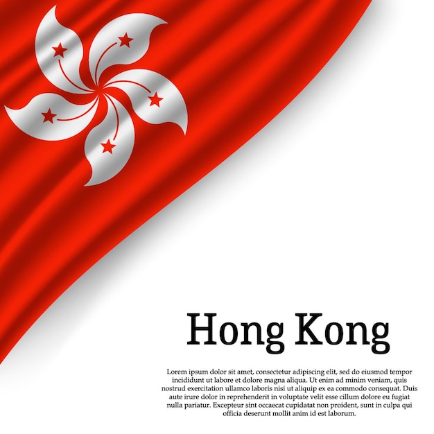 Waving flag of Hong Kong on white