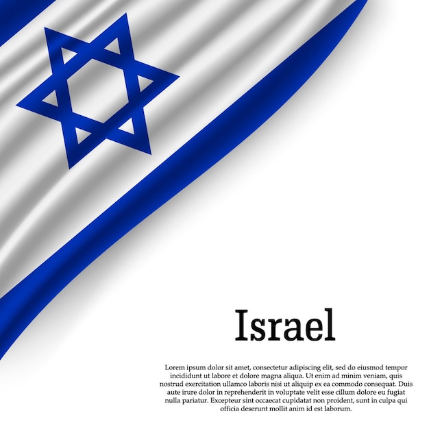 Waving flag of israel on white