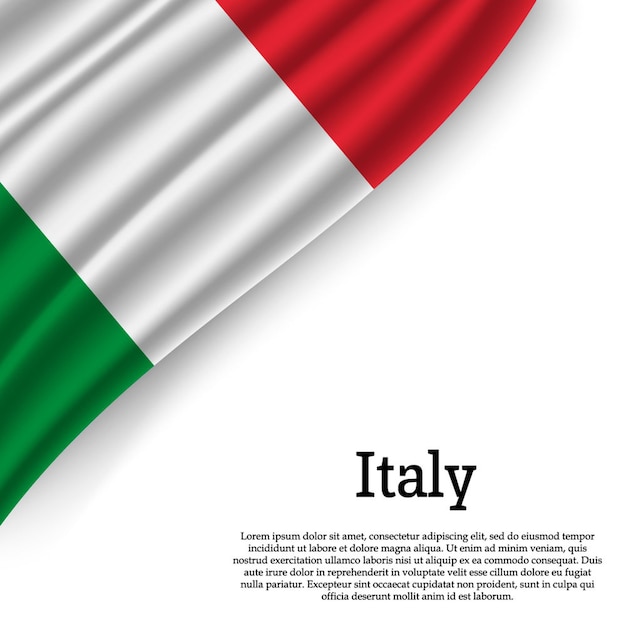 Sventolando la bandiera dell'italia su bianco