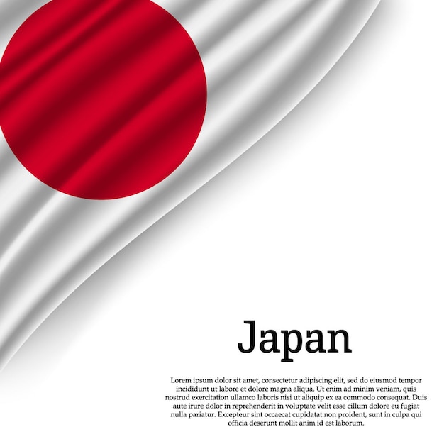 Waving flag of Japan on white