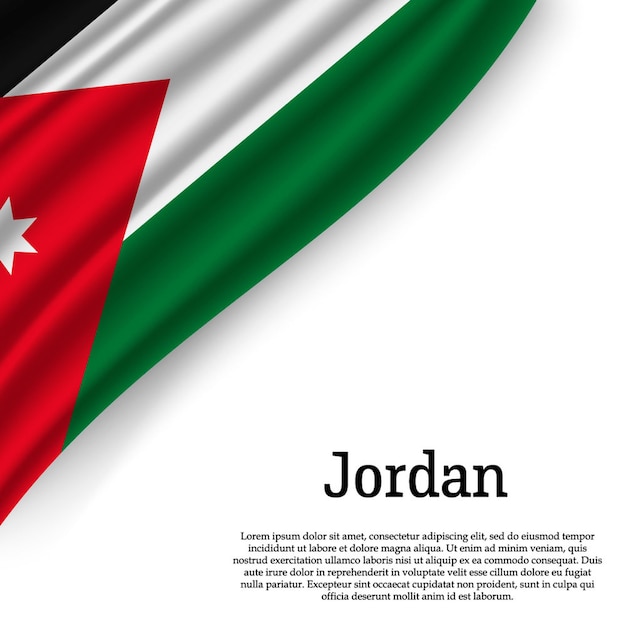 Waving flag of Jordan on white