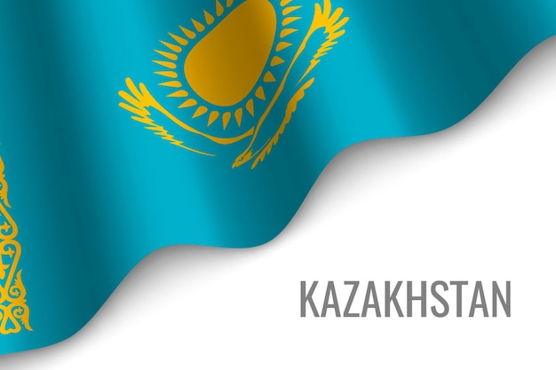 카자흐스탄의 깃발을 흔들며