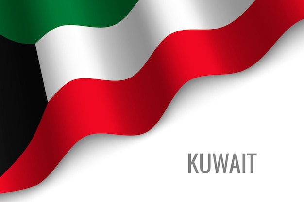 Vettore sventolando la bandiera del kuwait