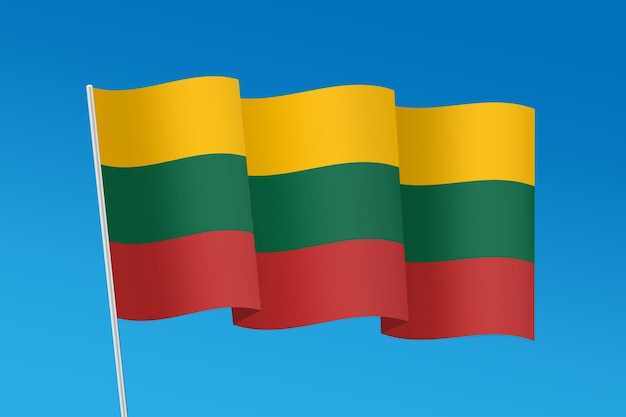 Vector waving flag lithuania colorful picture