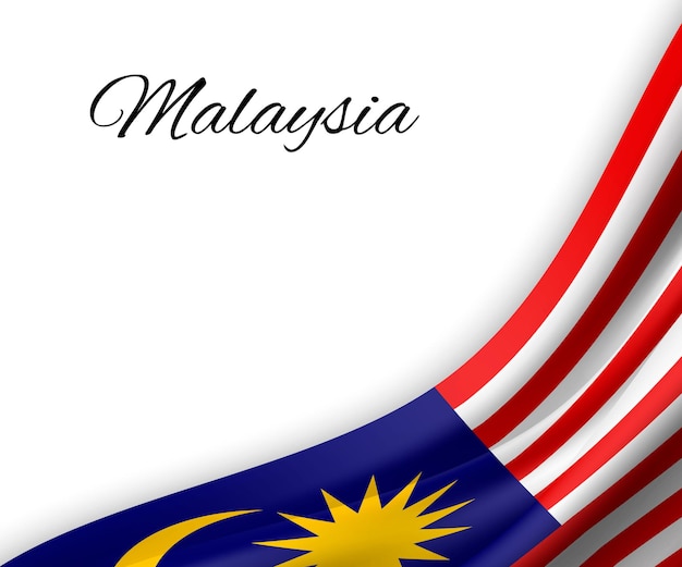 Waving flag of malaysia on white background.