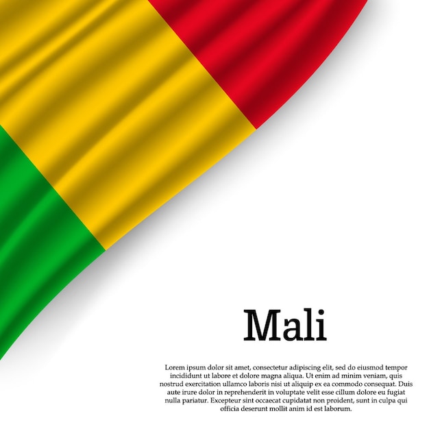 Waving flag of Mali on white