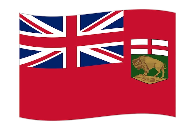 Waving flag of Manitoba province of Canada Vector illustration