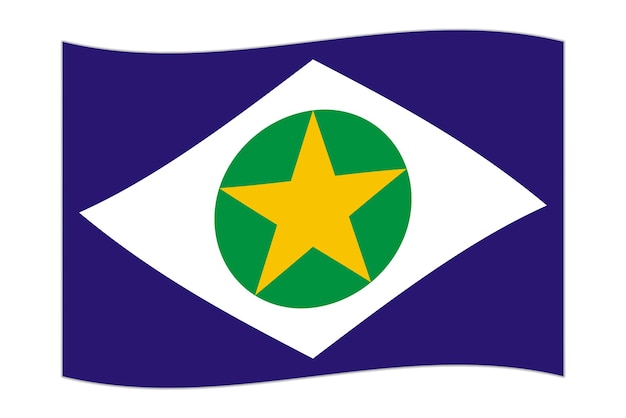 Waving flag of Mato Grosso Vector illustration