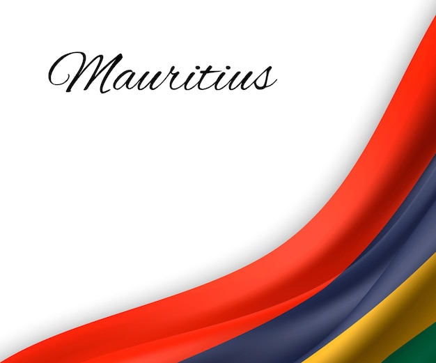 Waving flag of mauritius on white background.