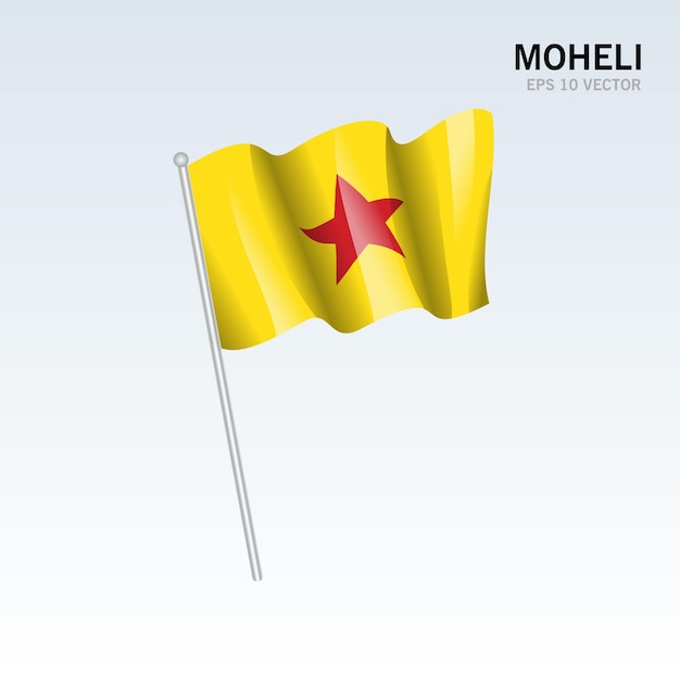 Waving flag of moheli or mwali island of comoros