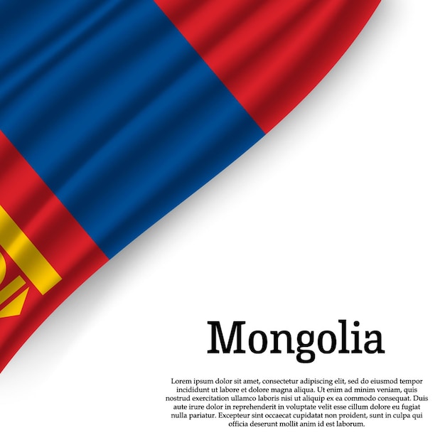 Sventolando la bandiera della mongolia su bianco