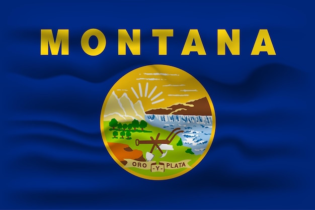 Waving flag of the Montana state Vector illustration