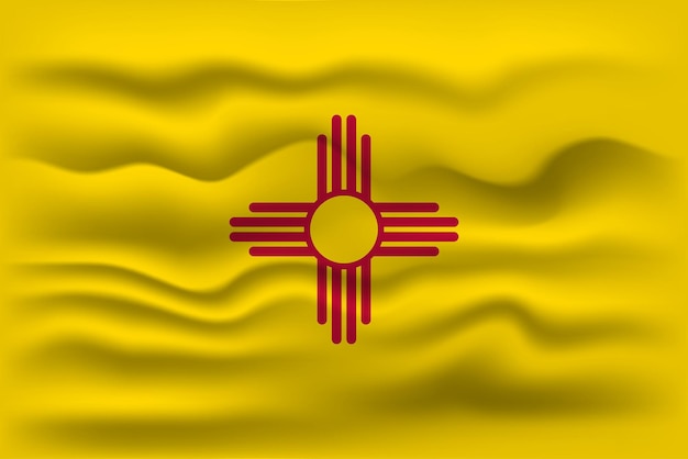Waving flag of the New Mexico state Vector illustration