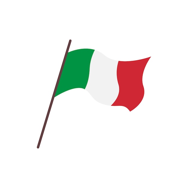 イタリアの国の旗を振る白い背景の上の孤立したイタリアのトリコロール旗ベクトルフラットイラスト