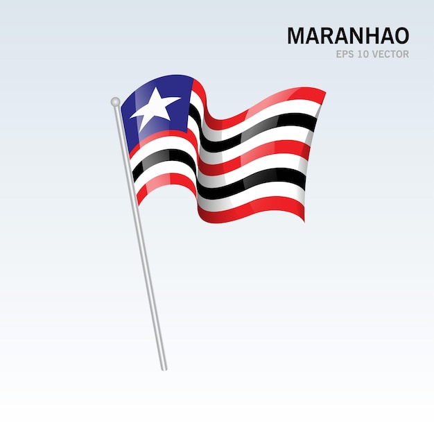Maranhãƒâƒã,â £o 국가의 깃발을 흔들며, 회색 배경에 고립 된 브라질의 연방 지구