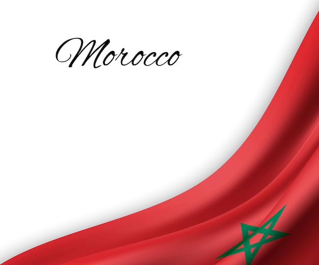 Развевающийся флаг марокко на белом фоне.