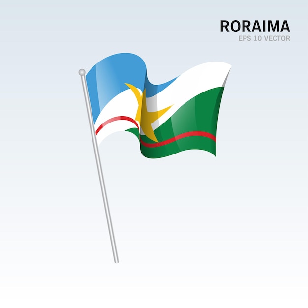 ロライマ州の旗を振って、灰色の背景に分離されたブラジルの連邦直轄区