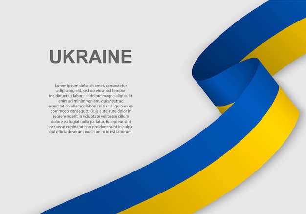우크라이나의 깃발을 흔들며.
