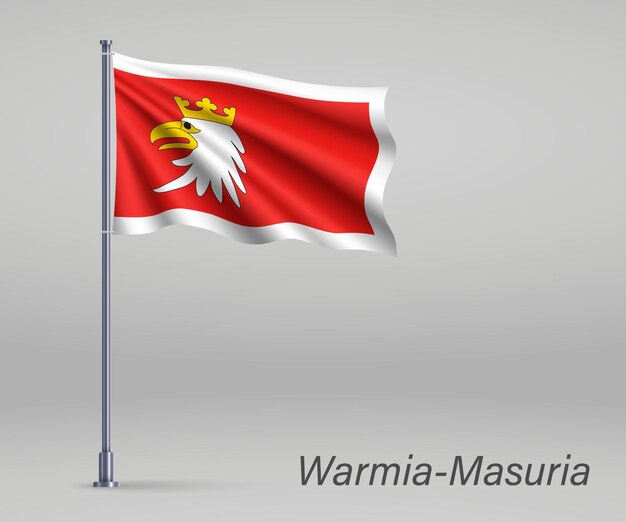 Развевающийся флаг варминско-мазурского воеводства польши o