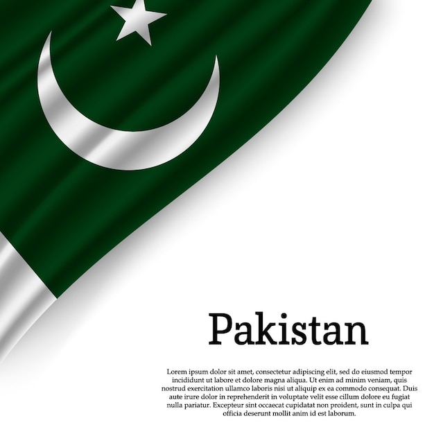 Waving flag of pakistan on white