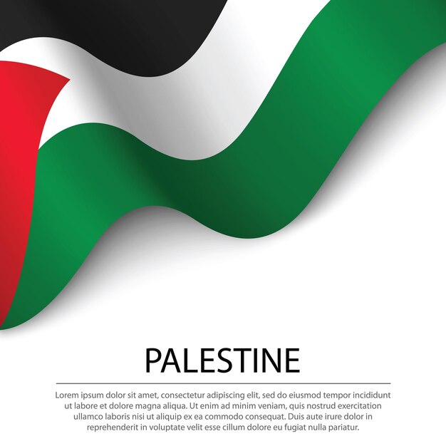 Waving flag of palestine on white background. banner or ribbon vector template for independence day