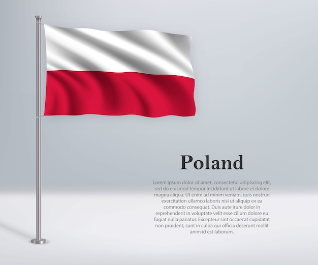 Waving flag of Poland on flagpole