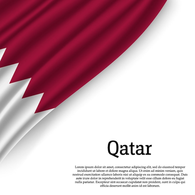 Waving flag of Qatar on white