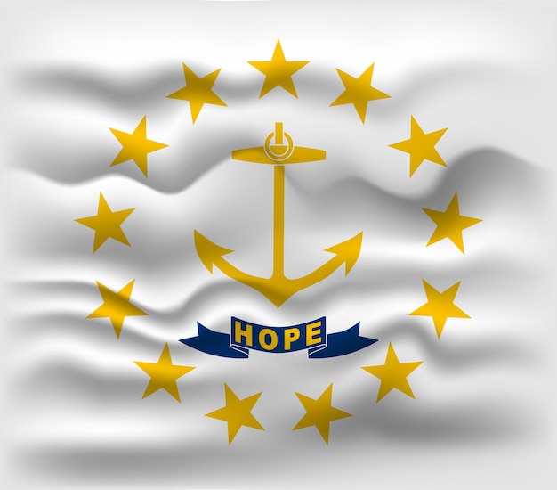 Waving flag of the Rhode Island state Vector illustration