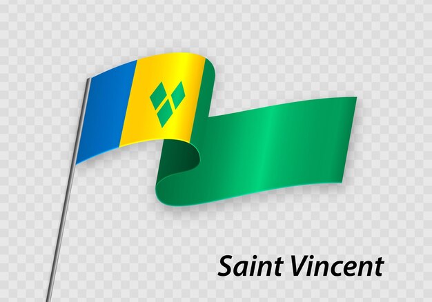 Sventolando la bandiera di saint vincent sul pennone modello per il giorno dell'indipendenza