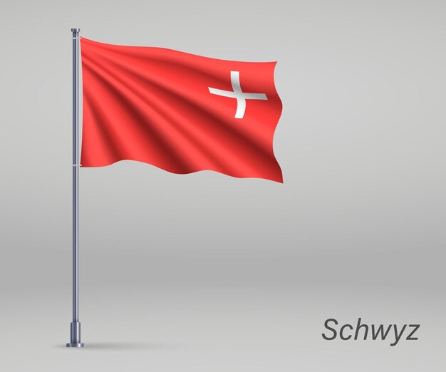 テンプルの旗竿にスイスのシュヴィーツ州の旗を振っています。