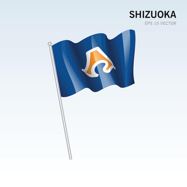 Vector waving flag of shizuoka prefectures of japan isolated on gray background