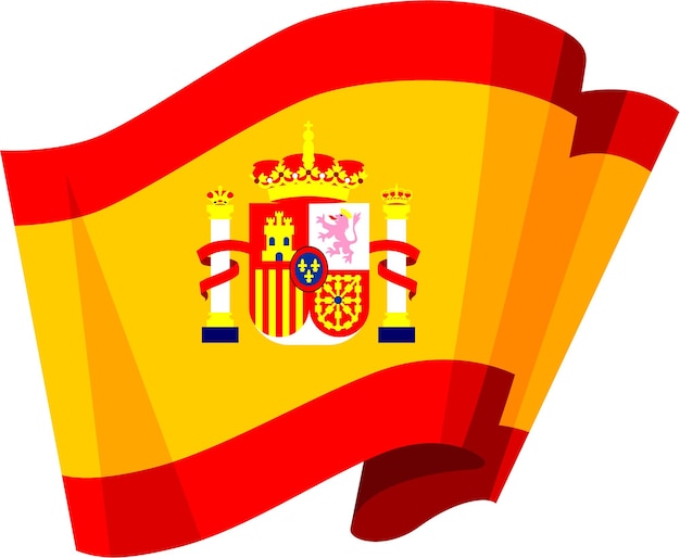 Waving Flag of Spain in Flat Style