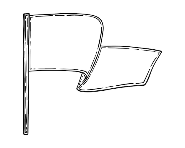 Waving flag on a stick doodle linear