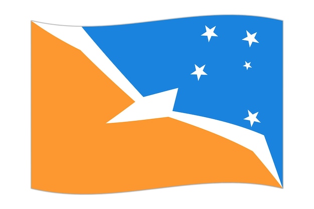 Waving flag of Tierra del Fuego administrative division of Argentina Vector illustration