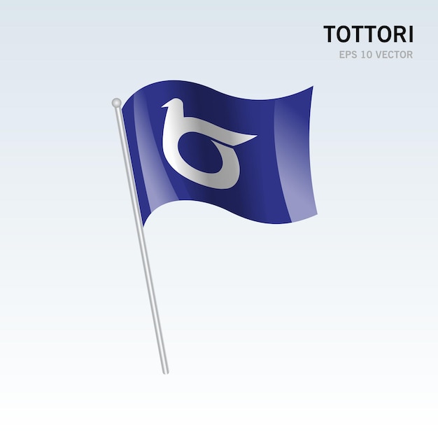 Waving flag of Tottori prefectures of Japan isolated on gray background