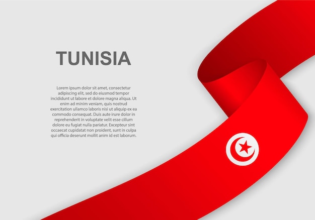 Waving flag of Tunisia.