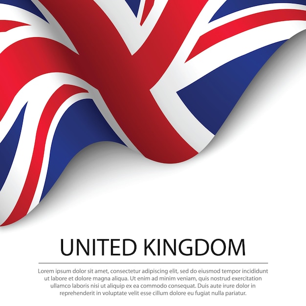 Vector waving flag of united kingdom on white background. banner or ribbon vector template for independence day