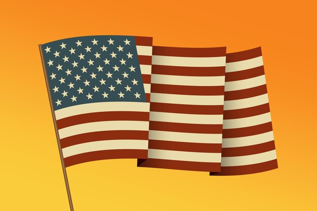 Vector waving flag of the united states of america