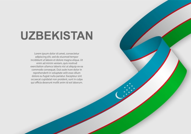 Vector waving flag of uzbekistan.