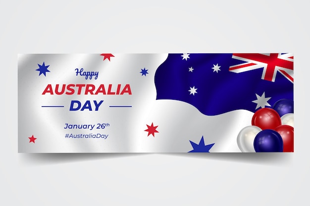 Вектор Развевающийся флаг с днем австралии 26 января праздничный баннер на изолированном фоне