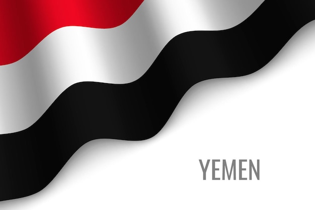 Waving flag of Yemen