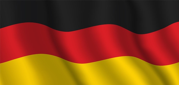 Waving Germany flag horizontal vector background with copy space